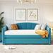 Twin Size Upholstered Daybed with Trundle, Velvet Sofa Bed with Wood Slat, No Box Spring Needed, for Bedroom Living Room