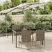 vidaXL 3 Piece Patio Dining Set with Cushions Black Poly Rattan - 18.9" x 21.7" x 34.6"