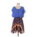 Bar III Casual Dress - Mini Scoop Neck Short sleeves: Blue Dresses - Women's Size Medium