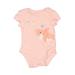 Carter's Short Sleeve Onesie: Pink Graphic Bottoms - Size 3 Month