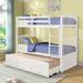 Twin Over Twin Bunk Bed with Trundle & 3 Drawers, Solid Wood Bunk Bed Frame with Safety Rail & Ladder for Kids Teen Bedroom