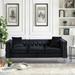 82.3" Width Modern Velvet Sofa Tufted back Buttons Couch 3 Seat Square Arm Sofa with 2 Throw Pillow for Living Room