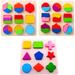 Education Learning Educational Geometry Early Sets Puzzle Kids Wood for Baby Education Educational Toys for 1 Year Old Wooden As Shown