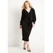 Plus Size Women's Cross Front Midi Dress by ELOQUII in Totally Black (Size 20)