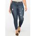 Plus Size Women's Classic Fit Peach Lift Distressed Skinny Jean by ELOQUII in Dark Wash (Size 28)