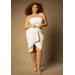Plus Size Women's Bridal by ELOQUII Draped Faux Leather Dress in Off White (Size 20)