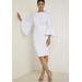 Plus Size Women's Flare Sleeve Scuba Dress by ELOQUII in White (Size 28)