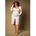 Plus Size Women's Bridal by ELOQUII Dramatic Sleeve Dress in True White (Size 18)