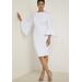 Plus Size Women's Flare Sleeve Scuba Dress by ELOQUII in White (Size 14)