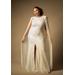 Plus Size Women's Bridal by ELOQUII Embellished Cape Gown in Off White (Size 16)