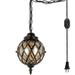 FSLiving Swag Lamp Portable Rustic Industrial Pendant Light with 15ft Plug-in UL Dimmable Black Cord Iron Chain Socket Cylinder Honeycomb Shades Globe Glass Lampshade Customizable - 1 Light
