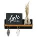 Essentra Home Modern Entryway Key Holder Made of Solid Wood and 14-Gauge Steel Minimalist Wall Mounted Key Hanger. (Black & Walnut Finish)