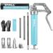 SHALL Mini Grease Gun Small Grease Gun Kit (3.52OZ Capacity 3000PSI) with 2PCS 4-Jaw couplers Sharp Nozzle Extension Adapter 3OZ Cartridge Grease Reinforced PVC Glove & Zerk Fitting Cleaner