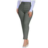 Reduce Price Hfyihgf Women s Cropped Dress Pants with Pockets Business Office Casual Pleated High Waist Slim Fit Pencil Pants for Work Trousers(Dark Gray L)