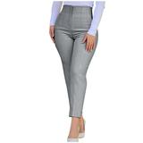 Reduce Price Hfyihgf Women s Cropped Dress Pants with Pockets Business Office Casual Pleated High Waist Slim Fit Pencil Pants for Work Trousers(Gray XL)