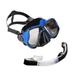 Adult Anti-fog Snorkeling Scuba Diving Mask Tempered Glass Water Diving Eyeglass Swimming Pool Equipment with Breathing Tube and Stent (Blue)