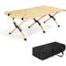 Bilot 4ft Portable Picnic Table Folding Wooden Camping Table with Bag Height Adjustable Rolling Table for Outdoor& Indoor Beach Patio Yard Apartment Floor (Natural Wood) â€¦