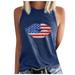 REORIAFEE Women s American Flag Tops 4th of July USA Flag Shirts Casual Stars Stripes Patriotic T Shirts Sexy Tops Print Vest Crewneck Sleeveless Navy S