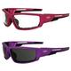 Global Vision Sly Padded Motorcycle Glasses for Women Sunglasses 2 Pair Pink Metallic Frame w/ Clear Lens & Purple Metallic Frame w/ Smoke Lens