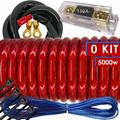 5000W SX 0 Gauge Amp Kit Amplifier Install Wiring HOT 0 Ga Car Wires Red Bundle