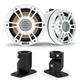Garmin Fusion SG-FLT653SPW 6.5 White Sports Grille LED White Tower Speakers with XS-MNTFL XS Series 6.5 Tower Speaker Flat Mount Brackets Pair