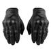 BCBMALL Genuine Leather Motorcycle Gloves Perforated Full Finger Touch Scree