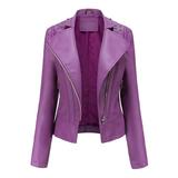 Yubnlvae Jackets For Women Womens Leather Jackets Motorcycle Coat Short Lightweight Pleather Crop Coat Purple S