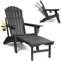 PAOLFOX Folding and Adjustable Backrest Adirondack Chair with Ottoman Black