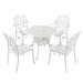 5PCS Outdoor Furniture Dining Table Set All-Weather Cast Aluminum Patio Furniture Includes 1 Round Table and 4 Chairs with Umbrella Hole for Patio Garden Deck Lattice Weave Design WHITE COLOR