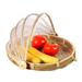 Hand-Woven Serving Tent Basket for Outdside Natural Bamboo Round Dustproof Basket for Vegetable Fruits Bread Picnic Food Storage Basket with Mesh Cover Keep Out Flies Bugs Mosquitoes