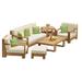 Canberra 6 Pc Sofa Set: Sofa 2 Lounge Chairs Ottoman Coffee Table & Side Table With Cushions in Sunbrela Fabric #5404 Canvas Natural