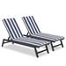 Patio Chaise Lounges Set of 2 Portable Patio Furniture Chaise Lounge 5-Position Adjustable Outdoor Lounge Recliner Chairs with Cushion Sunbathing Chair for Lawn Patio Beach Sunbathing Deck