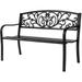 VINGLI 50 Patio Park Garden Bench Outdoor Metal Benches Cast Iron Steel Frame Chair Front Porch Path Yard Lawn Decor Deck Furniture for 2-3 Person Seat