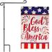 G128 Combo Pack: Garden Flag Stand Black 36 in x 16 in & Garden Flag Patriotic Decoration God Bless America USA Flag Accent 12 x18 Double-Sided Blockout Fabric