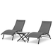 MoNiBloom Pool Lounge Chairs Set of 3 Adjustable Outdoor Chaise Lounge Chairs with Folding Side Table Reclining Chair for Deck Lawn Poolside Backyard Grey