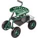 Garden Stool Cart Rolling Adjustable Degree Swivel Seat with Adjustable Handle Heavy Duty Scooter with Tool Tray and Storage Basket