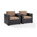 Biscayne Outdoor Wicker Seating Chair Set - Mocha Cusion 2 Pieces