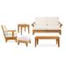 Caranas 5 Pc Sofa Set: Sofa Lounge Chair Ottoman Coffee Table & Side Table With Cushions in Sunbrela Fabric #5404 Canvas Natural