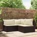 Andoer 3 Piece Patio Set with Cushions Brown Poly Rattan