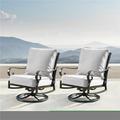 Oakland Living 44 in. Outdoor Aluminum Round Fire Table Set with Four Deep Seating Swivel Rocking Chair - 5 Piece