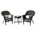 Jeco 3 Piece Espresso Wicker Chair And End Table Set Without Cushion
