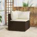 OWSOO Patio Corner Sofa with Cushions Brown Poly Rattan