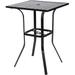 Bilot Patio Bar Table Outdoor Bar Height Bistro Table with Umbrella Hole Metal Frame and Slat Design (Black)