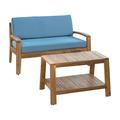 Christopher Knight Home Grenada Acacia Loveseat Coffee Table Set by Sets teak finish + blue Wood Acacia Fabric