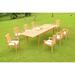 Grade-A Teak Dining Set: 8 Seater 9 Pc: 122 Atnas Double Extension Rectangle Table And 8 Mas Stacking Arm Chairs Outdoor WholesaleTeak #WMDSMS37