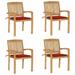 Suzicca Stacking Patio Chairs with Cushions 4 pcs Solid Teak Wood