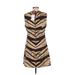 Julie Brown Casual Dress - Mini Plunge Sleeveless: Tan Animal Print Dresses - Women's Size 10 - Animal Print Wash