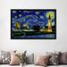 East Urban Home London, England Starry Night Skyline - Graphic Art Print Canvas/Metal in Blue/Yellow | 40 H x 60 W x 1.5 D in | Wayfair