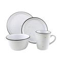 Godinger Silver Art Co Bistro Black Rim Stoneware 16 Piece Dinnerware Set, Service For 4 Ceramic/Earthenware/Stoneware in Black/Gray/White | Wayfair