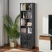 Gracie Oaks Walli 71.3"H,4-tier Bookshelves & Bookcases w/ Door Wood in Black | 71.3 H x 21.9 W x 9.3 D in | Wayfair